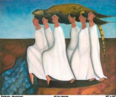 Embrujo – Bewitched – oil on canvas – 20″ x 24″ – Painting completed in 2014 by Mexican Magical Realist artist Armando Adrian-López, Living and working in Abiquiu, New Mexico since the 1990’s. His style is drawn from the Latin American and Caribbean Magical Realist writers and artists of the 20th Century. Embrujo – Bewitched – oil on canvas – 20″ x 24″ – Painting completed in 2014 by Mexican Magical Realist artist Armando Adrian-López, Living and working in Abiquiu, New Mexico since the 1990’s. His style is drawn from the Latin American and Caribbean Magical Realist writers and artists of the 20th Century."